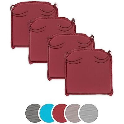 sleepling Lot de 4 coussins de chaise d'extérieur 44 x 47 cm, pour meubles de jardin, fabriqués en UE, avec bandes d'angle, housse amovible et lavable, épaisseur 6 cm, rouge sleepling Lot de 4 coussins de chaise d'extérieur 44 x 47 cm, pour meubles de jardin, fabriqués en UE, avec bandes d'angle, housse amovible et lavable, épaisseur 6 cm, rouge