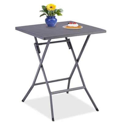 Relaxdays table de jardin pliante, HxLxP : env. 73x62x62 cm, pour balcon, terrasse, camping, carrée, grise Relaxdays table de jardin pliante, HxLxP : env. 73x62x62 cm, pour balcon, terrasse, camping, carrée, grise