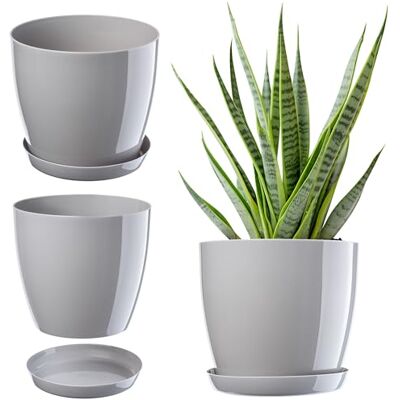 KADAX Pot de fleurs avec soucoupe Diamètre : 14 cm Gris Pour l'intérieur et l'extérieur Idéal pour le salon, le balcon, la salle de bain ou les WC Les couleurs vives apportent de la KADAX Pot de fleurs avec soucoupe Diamètre : 14 cm Gris Pour l'intérieur et l'extérieur Idéal pour le salon, le balcon, la salle de bain ou les WC Les couleurs vives apportent de la