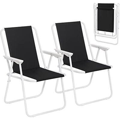 WOLTU CPS8151sz-2 Lot de 2 chaises pliantes de camping ultra légères avec accoudoirs pour extérieur, chaise de jardin, facile à transporter, noir WOLTU CPS8151sz-2 Lot de 2 chaises pliantes de camping ultra légères avec accoudoirs pour extérieur, chaise de jardin, facile à transporter, noir