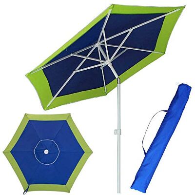 BAKAJI Parasol de plage de jardin avec poteau en acier pliable, revêtement en tissu anti-UV, diamètre 210 cm, avec bandoulière étui, vert, Ø 210 cm, Simple et minimaliste BAKAJI Parasol de plage de jardin avec poteau en acier pliable, revêtement en tissu anti-UV, diamètre 210 cm, avec bandoulière étui, vert, Ø 210 cm, Simple et minimaliste