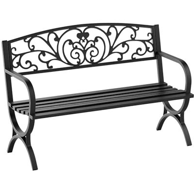 Outsunny Banc de Jardin Terrasse Acier Fonte 3 Places 127 x 60 x 85 cm Noir Charge Max 240 Kg Outsunny Banc de Jardin Terrasse Acier Fonte 3 Places 127 x 60 x 85 cm Noir Charge Max 240 Kg
