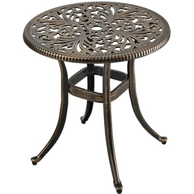 Relaxdays Table de jardin ronde avec trou pour parasol H x P : 53 x 53 cm Fonte d'aluminium Résistante aux intempéries Antique Noire et bronze Relaxdays Table de jardin ronde avec trou pour parasol H x P : 53 x 53 cm Fonte d'aluminium Résistante aux intempéries Antique Noire et bronze