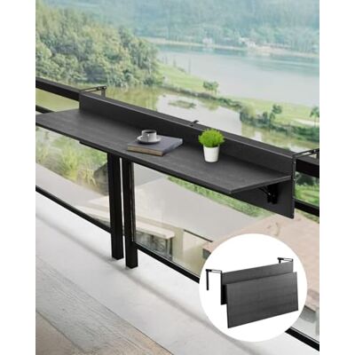 VEVOR Table suspendue de balcon, 30,5 x 121,9 cm, table de balustrade de balcon pliable, charge de 22,7 kg, convient aux balustrades de 2,5 cm à 15 cm, pour terrasse et terrasse VEVOR Table suspendue de balcon, 30,5 x 121,9 cm, table de balustrade de balcon pliable, charge de 22,7 kg, convient aux balustrades de 2,5 cm à 15 cm, pour terrasse et terrasse