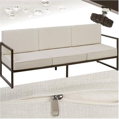 tectake ® Canapé de jardin 3 places, pour jardin, balcon, terrasse, jardin d'hiver, banc de jardin, résistant aux intempéries, banc avec dossier, salon de jardin 3 places tectake ® Canapé de jardin 3 places, pour jardin, balcon, terrasse, jardin d'hiver, banc de jardin, résistant aux intempéries, banc avec dossier, salon de jardin 3 places