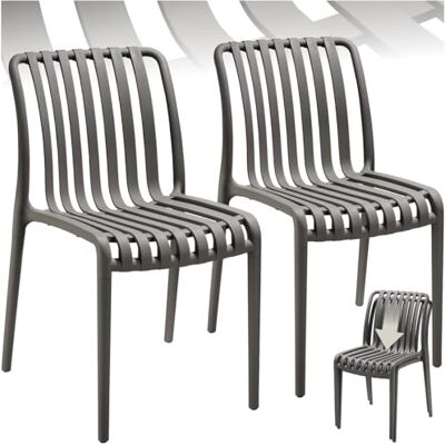 tectake ® Lot de 2 chaises de jardin Pour table de jardin exterieur ou camping Empilable Jardin, terrasse ou balcon Résistant aux intempéries et aux UV Anthracite tectake ® Lot de 2 chaises de jardin Pour table de jardin exterieur ou camping Empilable Jardin, terrasse ou balcon Résistant aux intempéries et aux UV Anthracite