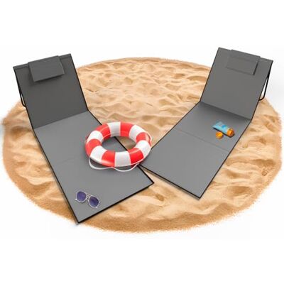 BigDean Lot de 2 chaises de plage pliables et légères seulement 1,3 kg Tapis de plage portable et rembourré BigDean Lot de 2 chaises de plage pliables et légères seulement 1,3 kg Tapis de plage portable et rembourré
