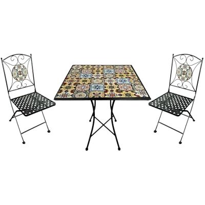 AXI Camilla Table Et Chaise Bistrot, 2 Chaises 1 Table, Ensemble Bistro Extérieur, Mosaique Yellow Breeze Salon De Jardin Bistrot, Table Bistrot Pour Jardin/Balcon/Terrasse AXI Camilla Table Et Chaise Bistrot, 2 Chaises 1 Table, Ensemble Bistro Extérieur, Mosaique Yellow Breeze Salon De Jardin Bistrot, Table Bistrot Pour Jardin/Balcon/Terrasse