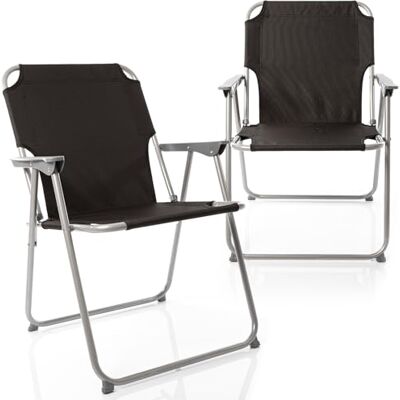 BigDean Lot de 2 Chaises Pliantes Pliable Noir Charge Maximale : 120 Kg Pour Jardin et Camping Chaise de Camping Pliable BigDean Lot de 2 Chaises Pliantes Pliable Noir Charge Maximale : 120 Kg Pour Jardin et Camping Chaise de Camping Pliable