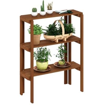 Furinno Tioman Étagère d'extérieur multifonction sans outils pour plantes, 3 niveaux, naturel Furinno Tioman Étagère d'extérieur multifonction sans outils pour plantes, 3 niveaux, naturel