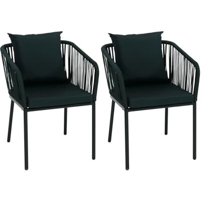 Mendler Lot de 2 chaises de jardin HWC-N41 Vert foncé Coussin vert foncé extérieur, accoudoir, aluminium résistant aux intempéries, corde tressée Mendler Lot de 2 chaises de jardin HWC-N41 Vert foncé Coussin vert foncé extérieur, accoudoir, aluminium résistant aux intempéries, corde tressée