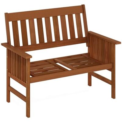 Furinno Banc méditerranéen d'extérieur en bois naturel, 65,99 x 113,18 x 92,71 cm Furinno Banc méditerranéen d'extérieur en bois naturel, 65,99 x 113,18 x 92,71 cm