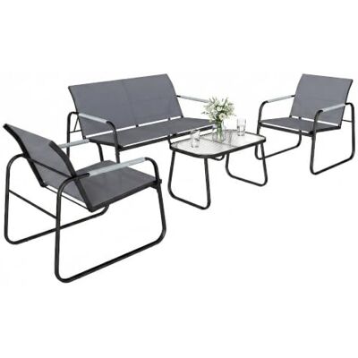 Outsunny Salon de Jardin 4 Pièces Accoudoirs Corde Tressée Gris Acier Textilène, Ensemble de Terrasse, Canapé 2 Places, 2 Fauteuils, Table Basse en Verre Trempé Cannelé, pour Balcon Outsunny Salon de Jardin 4 Pièces Accoudoirs Corde Tressée Gris Acier Textilène, Ensemble de Terrasse, Canapé 2 Places, 2 Fauteuils, Table Basse en Verre Trempé Cannelé, pour Balcon