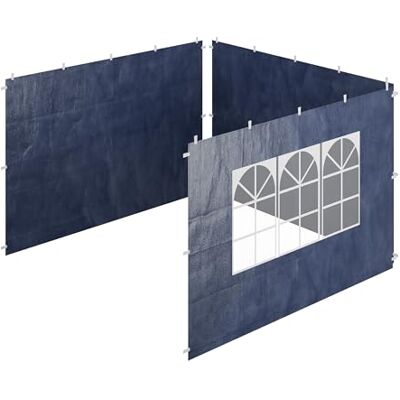 Relaxdays Lot de 3 panneaux latéraux pour tonnelle 2 x 3 m Imperméables Parois latérales avec fermeture Velcro PE Avec fenêtre Bleu Relaxdays Lot de 3 panneaux latéraux pour tonnelle 2 x 3 m Imperméables Parois latérales avec fermeture Velcro PE Avec fenêtre Bleu