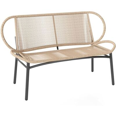 Outsunny Banc de Jardin 2 Places en Résine Tressée, Banc Extérieur avec Dossier et Assise Respirants, Cadre Métal Résistant aux Intempéries, Capacité 320kg, 138x62x83cm, Naturel Outsunny Banc de Jardin 2 Places en Résine Tressée, Banc Extérieur avec Dossier et Assise Respirants, Cadre Métal Résistant aux Intempéries, Capacité 320kg, 138x62x83cm, Naturel