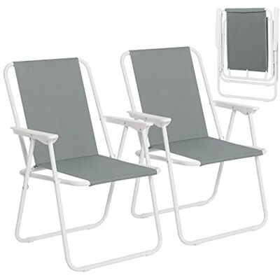 WOLTU Lot de 2 chaises pliantes de camping ultra légères, gris foncé Avec accoudoirs, pour camping, plage, jardin, facile à transporter WOLTU Lot de 2 chaises pliantes de camping ultra légères, gris foncé Avec accoudoirs, pour camping, plage, jardin, facile à transporter