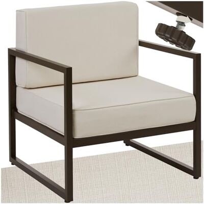 tectake Fauteuil Lounge jardin, Chaise de jardin confortable avec coussins épais, housses hydrofuges, pieds réglables, salon tectake Fauteuil Lounge jardin, Chaise de jardin confortable avec coussins épais, housses hydrofuges, pieds réglables, salon