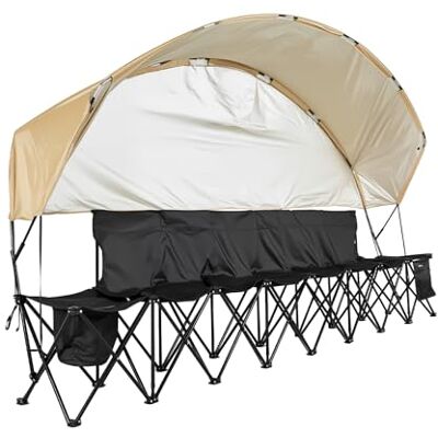 VEVOR Banc de football pliable portable, 6 places avec poches de rangement, porte-gobelets et sac de transport, siège latéral léger avec pare-soleil pour football, baseball, camping, événements en VEVOR Banc de football pliable portable, 6 places avec poches de rangement, porte-gobelets et sac de transport, siège latéral léger avec pare-soleil pour football, baseball, camping, événements en