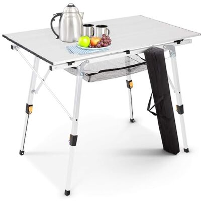 Arebos Table de Camping Pliable 90 x 51,5 cm, Hauteur Réglable 47 à 69 cm, Accessoires de Camping, Jardin, Barbecue, Pique-nique, Inclut Sac de Transport Argent Arebos Table de Camping Pliable 90 x 51,5 cm, Hauteur Réglable 47 à 69 cm, Accessoires de Camping, Jardin, Barbecue, Pique-nique, Inclut Sac de Transport Argent