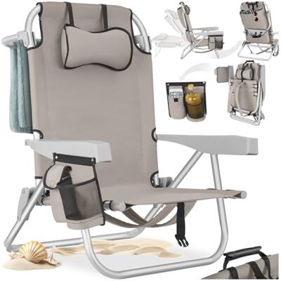 tectake ® Chaise de plage, chaise de plage, pliable, fonction sac à dos, chaises de jardin, cadre en aluminium, chaise longue de plage, dossier réglable, transat pliable, sac thermique, chaise de mer tectake ® Chaise de plage, chaise de plage, pliable, fonction sac à dos, chaises de jardin, cadre en aluminium, chaise longue de plage, dossier réglable, transat pliable, sac thermique, chaise de mer