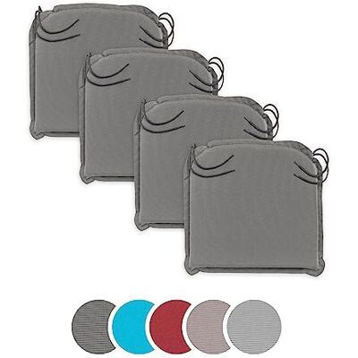 sleepling Lot de 4 coussins de chaise d'extérieur pour meubles de jardin, fabriqués en UE, Ökotex, avec bandes d'angle, housse amovible, 44 x 47 x 6 cm, gris anthracite sleepling Lot de 4 coussins de chaise d'extérieur pour meubles de jardin, fabriqués en UE, Ökotex, avec bandes d'angle, housse amovible, 44 x 47 x 6 cm, gris anthracite