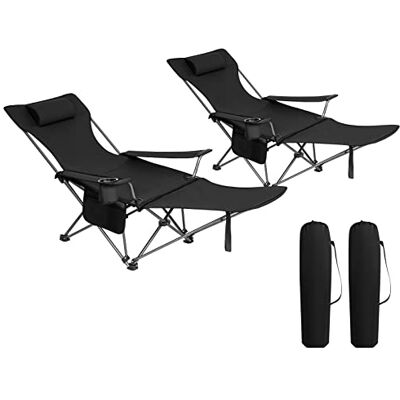 WOLTU Lot de 2 chaises pliantes légères avec porte-gobelet pour pique-nique, plage, jardin, pêche noir WOLTU Lot de 2 chaises pliantes légères avec porte-gobelet pour pique-nique, plage, jardin, pêche noir