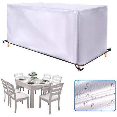 ART Housses de meubles d'extérieur rectangulaires imperméables 420D avec sangles de fermeture et cordon de serrage 260 x 120 x 75 cm ART Housses de meubles d'extérieur rectangulaires imperméables 420D avec sangles de fermeture et cordon de serrage 260 x 120 x 75 cm