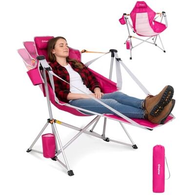 KingCamp Chaise à bascule de camping légère Pliable Dossier réglable Avec porte-gobelet Pour l'intérieur, le jardin, la terrasse KingCamp Chaise à bascule de camping légère Pliable Dossier réglable Avec porte-gobelet Pour l'intérieur, le jardin, la terrasse
