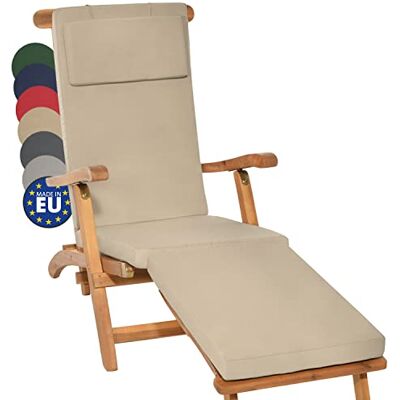 Beautissu coussin bain de soleil matelas transat chaise longue extérieur 175x45x5cm nature housse amovible luxe rembourrage jardin LoftLux DC Beautissu coussin bain de soleil matelas transat chaise longue extérieur 175x45x5cm nature housse amovible luxe rembourrage jardin LoftLux DC