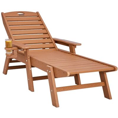 VEVOR Chaise longue, capacité de poids de 181,4 kg, 6 positions réglables, chaise longue d'extérieur en polyéthylène haute densité avec dossier et porte-gobelet, pour piscine, terrasse, jardin VEVOR Chaise longue, capacité de poids de 181,4 kg, 6 positions réglables, chaise longue d'extérieur en polyéthylène haute densité avec dossier et porte-gobelet, pour piscine, terrasse, jardin