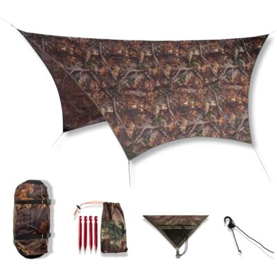 AMAZONAS Ultra-Light Traveller Tarp Forest 650 g Dimensions replié 25 x 10 cm Protection contre les intempéries effet camouflage AMAZONAS Ultra-Light Traveller Tarp Forest 650 g Dimensions replié 25 x 10 cm Protection contre les intempéries effet camouflage