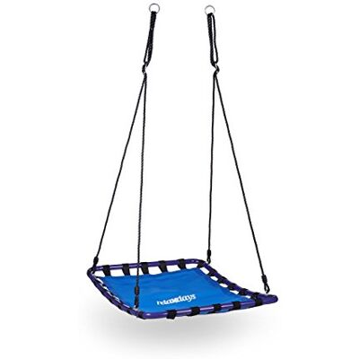 Relaxdays Balançoire nid d'oiseau carré pour le jardin à suspendre HxlxP: 153 x 74 x 98 cm, poids max 100 kg, bleu noir Relaxdays Balançoire nid d'oiseau carré pour le jardin à suspendre HxlxP: 153 x 74 x 98 cm, poids max 100 kg, bleu noir