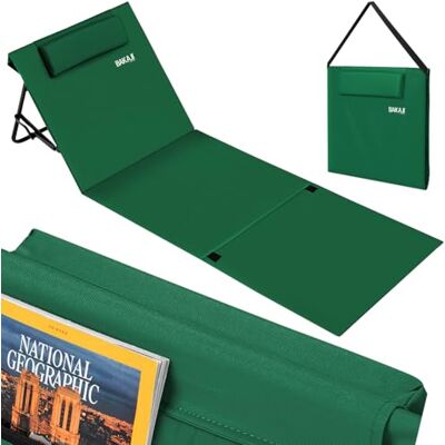 BAKAJI Lit de plage Tapis de plage pliable imperméable réglable 5 positions rembourré avec sac de transport avec support de dossier pour camping, résistant au sable BAKAJI Lit de plage Tapis de plage pliable imperméable réglable 5 positions rembourré avec sac de transport avec support de dossier pour camping, résistant au sable
