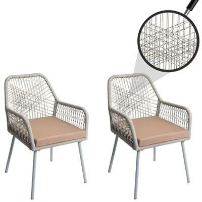 Mendler Lot de 2 chaises de jardin HWC-O12 Coussins d'extérieur en aluminium tressé Gris Housse taupe Mendler Lot de 2 chaises de jardin HWC-O12 Coussins d'extérieur en aluminium tressé Gris Housse taupe
