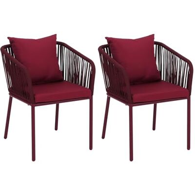 Mendler Lot de 2 chaises de jardin HWC-N41 Accoudoirs d'extérieur Résistant aux intempéries En aluminium tressé Bordeaux Coussin bordeaux Mendler Lot de 2 chaises de jardin HWC-N41 Accoudoirs d'extérieur Résistant aux intempéries En aluminium tressé Bordeaux Coussin bordeaux