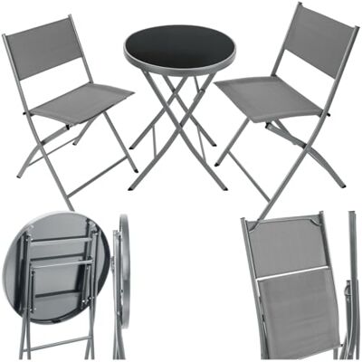 tectake ® Salon de jardin Düsseldorf Ensemble de bistrot Pliable Gris 403588 tectake ® Salon de jardin Düsseldorf Ensemble de bistrot Pliable Gris 403588