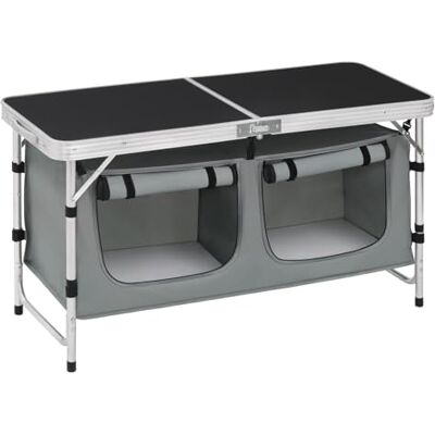 WOLTU Placards de Camping Table de Valise en Aluminium Cuisine de Camping avec Compartiments de Rangement, Table de Jardin Hauteur Réglable pour 4 à 6 Personnes,CPT8139szg WOLTU Placards de Camping Table de Valise en Aluminium Cuisine de Camping avec Compartiments de Rangement, Table de Jardin Hauteur Réglable pour 4 à 6 Personnes,CPT8139szg