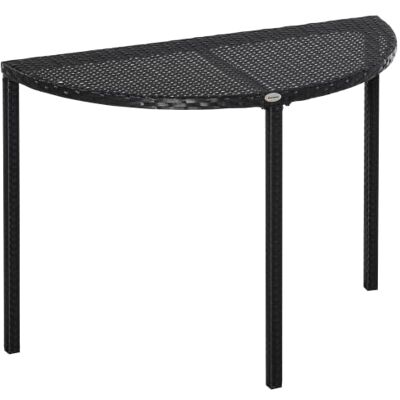 Outsunny Table de Jardin Demi Cercle Demi Lune 100L x 50l x 74H cm Noir Table de Balcon, Résine Tressée 4 Fils Imitation Rotin Outsunny Table de Jardin Demi Cercle Demi Lune 100L x 50l x 74H cm Noir Table de Balcon, Résine Tressée 4 Fils Imitation Rotin