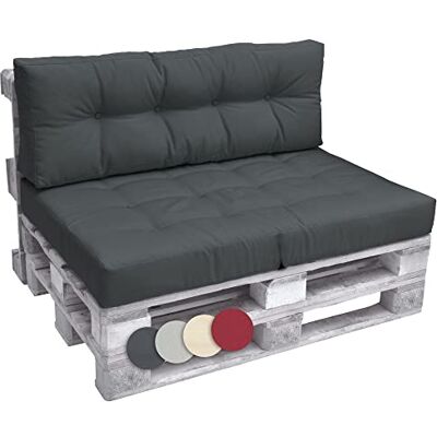 Beautissu Set de 2 Coussin Palette Lounge Extérieur Intérieur pour Salon d'assise 120x80cm et Dossier 120x40cm Gris Graphite Confortable Jardin assise euro banquette ECO Elements Beautissu Set de 2 Coussin Palette Lounge Extérieur Intérieur pour Salon d'assise 120x80cm et Dossier 120x40cm Gris Graphite Confortable Jardin assise euro banquette ECO Elements