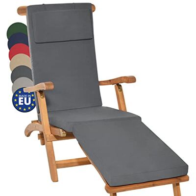 Beautissu coussin bain de soleil matelas transat chaise longue extérieur 175x45x5cm anthracite housse amovible luxe rembourrage jardin LoftLux DC Beautissu coussin bain de soleil matelas transat chaise longue extérieur 175x45x5cm anthracite housse amovible luxe rembourrage jardin LoftLux DC