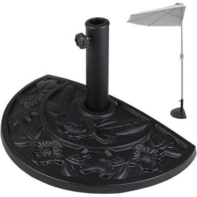 BAKAJI Base pour parasol de jardin, forme demi-lune, support pour poteau parasols 38/48 mm, système stable anti-retournement, idéal pour patio, balcon, extérieur, Ø 50 x 32 x 32 cm, Noir, BAKAJI Base pour parasol de jardin, forme demi-lune, support pour poteau parasols 38/48 mm, système stable anti-retournement, idéal pour patio, balcon, extérieur, Ø 50 x 32 x 32 cm, Noir,