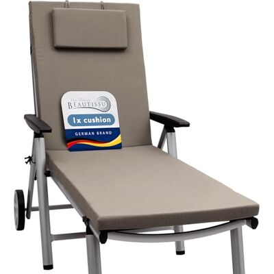 Beautissu coussin bain de soleil transat extérieur avec fermeture éclair 200x60x5cm taupe résistance UV matelas chaise longue avec Exterieur résistant Loft RL Beautissu coussin bain de soleil transat extérieur avec fermeture éclair 200x60x5cm taupe résistance UV matelas chaise longue avec Exterieur résistant Loft RL