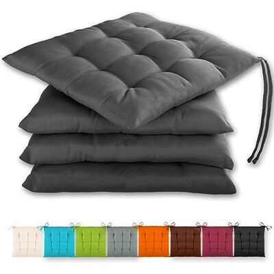 Gräfenstayn ® Lot de 4 coussins d'assise 40 x 40 x 3 cm avec bandes de maintien, pour l'intérieur et l'extérieur, avec label Öko-Tex (graphite) Gräfenstayn ® Lot de 4 coussins d'assise 40 x 40 x 3 cm avec bandes de maintien, pour l'intérieur et l'extérieur, avec label Öko-Tex (graphite)