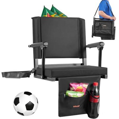 VEVOR Siège de stade, siège de blanchisseur portable avec accoudoir, support dorsal et coussin épais, chaise de banc pour blanchisseur avec bandoulière, crochets, porte-gobelet, sièges de VEVOR Siège de stade, siège de blanchisseur portable avec accoudoir, support dorsal et coussin épais, chaise de banc pour blanchisseur avec bandoulière, crochets, porte-gobelet, sièges de