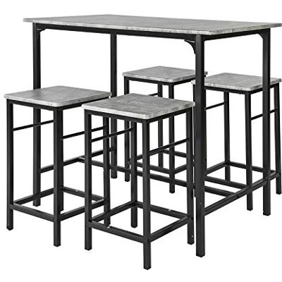 SoBuy OGT11-HG Ensemble de bar avec 1 table de bar et 4 tabourets, 5 pièces pour la maison, la cuisine, le petit déjeuner, le bar SoBuy OGT11-HG Ensemble de bar avec 1 table de bar et 4 tabourets, 5 pièces pour la maison, la cuisine, le petit déjeuner, le bar