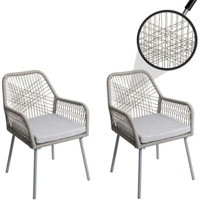 Mendler Lot de 2 chaises de jardin HWC-O12 Coussins d'extérieur en aluminium tressé Gris Housse grise Mendler Lot de 2 chaises de jardin HWC-O12 Coussins d'extérieur en aluminium tressé Gris Housse grise