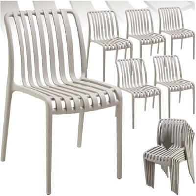 tectake ® Lot de 6 chaises de jardin Pour table de jardin exterieur ou camping Empilable Jardin, terrasse ou balcon Résistant aux intempéries et aux UV Taupe tectake ® Lot de 6 chaises de jardin Pour table de jardin exterieur ou camping Empilable Jardin, terrasse ou balcon Résistant aux intempéries et aux UV Taupe