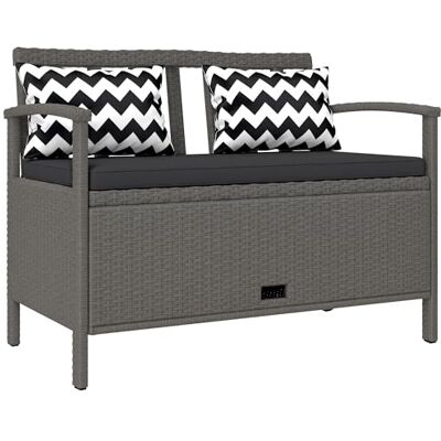 Outsunny Banc Extérieur Jardin 2 Places Banc de Rangement 160L 112 cm Gris en Rotin PE, avec Coussin, 2 Oreillers, Cadre en Acier Outsunny Banc Extérieur Jardin 2 Places Banc de Rangement 160L 112 cm Gris en Rotin PE, avec Coussin, 2 Oreillers, Cadre en Acier