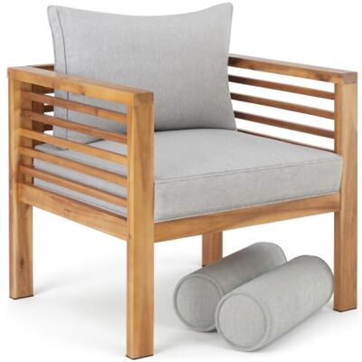 tectake ® Fauteuil Salon de Jardin Chaise extérieure avec Accoudoirs pour Salon de Jardin Exterieur ou Intérieur en Bois, Coussins Inclus, Mobilier pour Amenagement Balcon Extérieur Terrasse tectake ® Fauteuil Salon de Jardin Chaise extérieure avec Accoudoirs pour Salon de Jardin Exterieur ou Intérieur en Bois, Coussins Inclus, Mobilier pour Amenagement Balcon Extérieur Terrasse