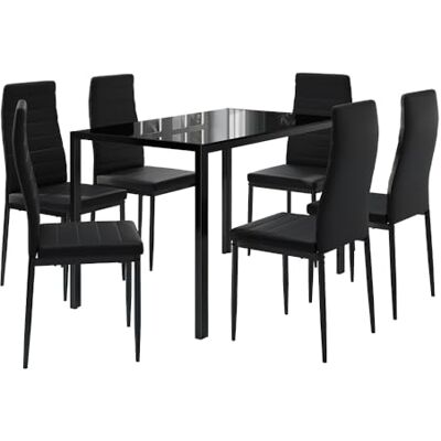 Vicco Ensemble de table à manger "Grand", Noir, 120x75cm ensemble de 6 étagères, pour une utilisation comme ensemble de salle à manger dans la cuisine ou la salle à manger Vicco Ensemble de table à manger "Grand", Noir, 120x75cm ensemble de 6 étagères, pour une utilisation comme ensemble de salle à manger dans la cuisine ou la salle à manger